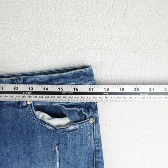 Vintage Blue Jeans Womens 9 10 Bootcut Medium Wash Distressed Beaded 90s Y2K - Picture 7 of 11